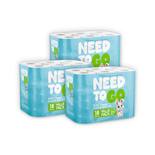 Need to Go Toilet Tissue Premium 3 x 18pack (54 rolls)